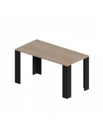 Tavolo da pranzo, piano 2,5 cm Quercia Sonoma, gambe nere, 140x80x75 cm