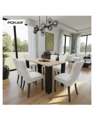 Tavolo da pranzo, piano 2,5 cm Quercia Sonoma, gambe nere, 140x80x75 cm