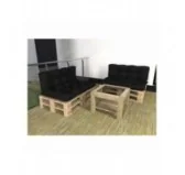 Set di 2 Cuscini per Pallet - Seduta 120x80 cm + Schienale 120x40 cm, Impermeabili, Trapuntati, Nero