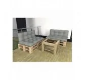 Set di 2 Cuscini per Pallet - Seduta 120x80 cm + Schienale 120x40 cm, Impermeabili, Trapuntati, Grigio