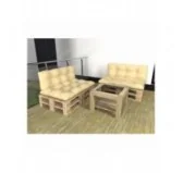 Set di 2 Cuscini per Pallet - Seduta 120x80 cm + Schienale 120x40 cm, Impermeabili, Trapuntati, Beige