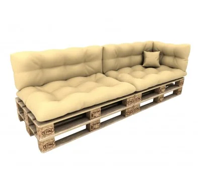 Set di 6 Cuscini da Esterno per Pallet, Impermeabili, Trapuntati, Beige