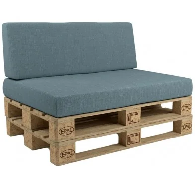 Set di 2 Cuscini per Pallet 120x80 + 120x40 Blu