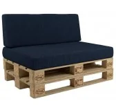 Set di 2 Cuscini per Pallet 120x80 + 120x40 Blu Scuro