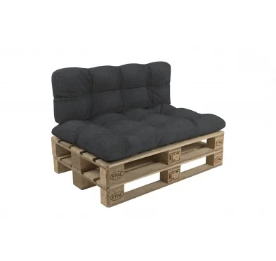 Set di 2 Cuscini per Pallet - Seduta 120x60 cm + Schienale 120x60 cm, Trapuntati, Antracite