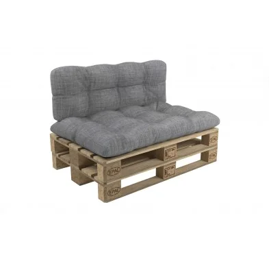 Set di 2 Cuscini per Pallet - Seduta 120x60 cm + Schienale 120x60 cm, Trapuntati, Grigio