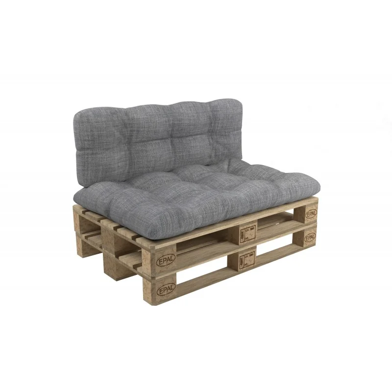 Set di 2 Cuscini per Pallet - Seduta 120x60 cm + Schienale 120x60 cm, Trapuntati, Grigio