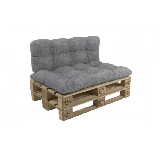 Set di 2 Cuscini per Pallet - Seduta 120x60 cm + Schienale 120x60 cm, Trapuntati, Grigio