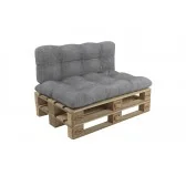 Set di 2 Cuscini per Pallet - Seduta 120x60 cm + Schienale 120x60 cm, Trapuntati, Grigio