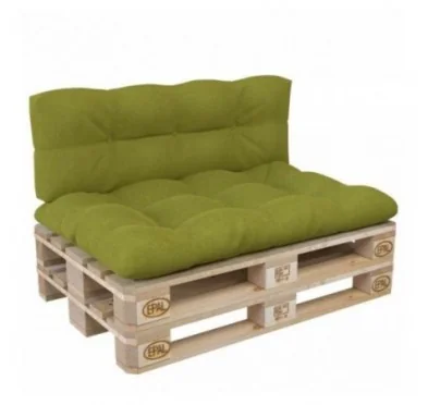 Set di 2 Cuscini per Pallet, 120x80 cm + 120x40 cm, Trapuntati, Lime