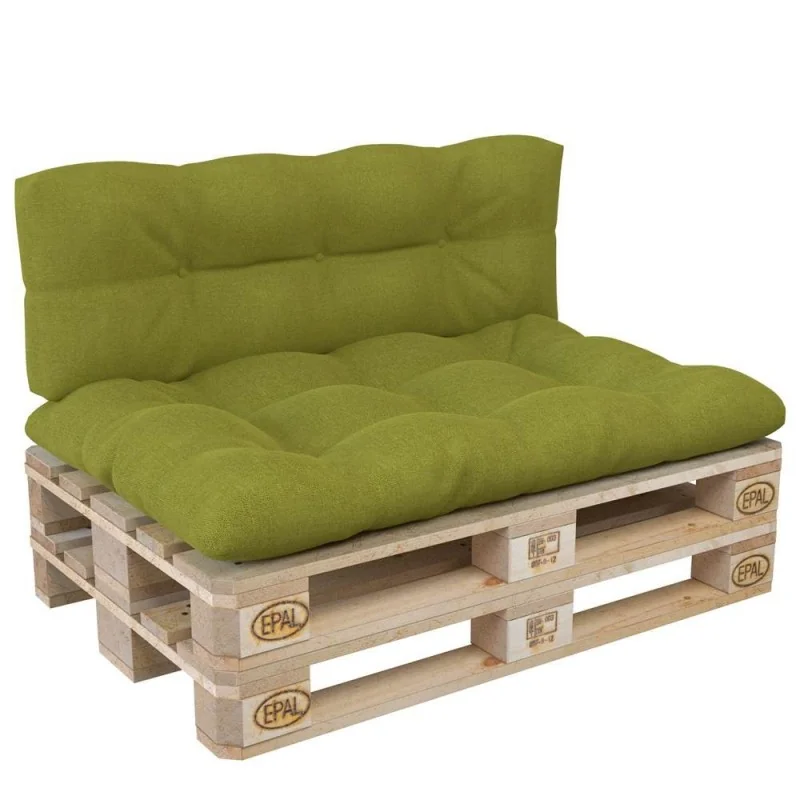 Set di 2 Cuscini per Pallet, 120x80 cm + 120x40 cm, Trapuntati, Lime