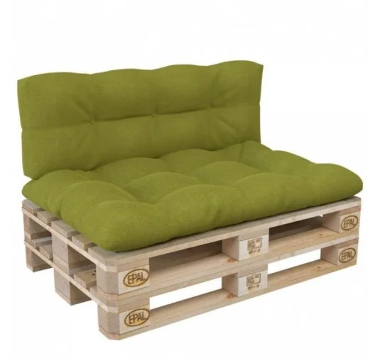 Set di 2 Cuscini per Pallet, 120x80 cm + 120x40 cm, Trapuntati, Lime