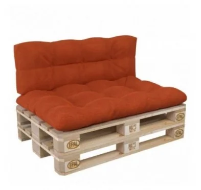 Set di 2 Cuscini per Pallet, 120x80 cm + 120x40 cm, Trapuntati, Arancione