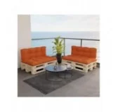 Set di 2 Cuscini per Pallet, 120x80 cm + 120x40 cm, Trapuntati, Arancione