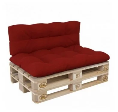 Set di 2 Cuscini per Pallet, 120x80 cm + 120x40 cm, Trapuntati, Rosso