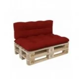 Set di 2 Cuscini per Pallet, 120x80 cm + 120x40 cm, Trapuntati, Rosso