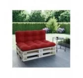 Set di 2 Cuscini per Pallet, 120x80 cm + 120x40 cm, Trapuntati, Rosso