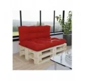 Set di 2 Cuscini per Pallet, 120x80 cm + 120x40 cm, Trapuntati, Rosso