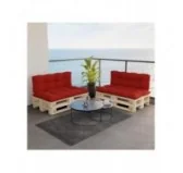 Set di 2 Cuscini per Pallet, 120x80 cm + 120x40 cm, Trapuntati, Rosso