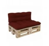 Set di 2 Cuscini per Pallet, 120x80 cm + 120x40 cm, Trapuntati, Bordeaux