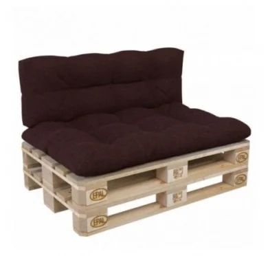 Set di 2 Cuscini per Pallet, 120x80 cm + 120x40 cm, Trapuntati, Viola