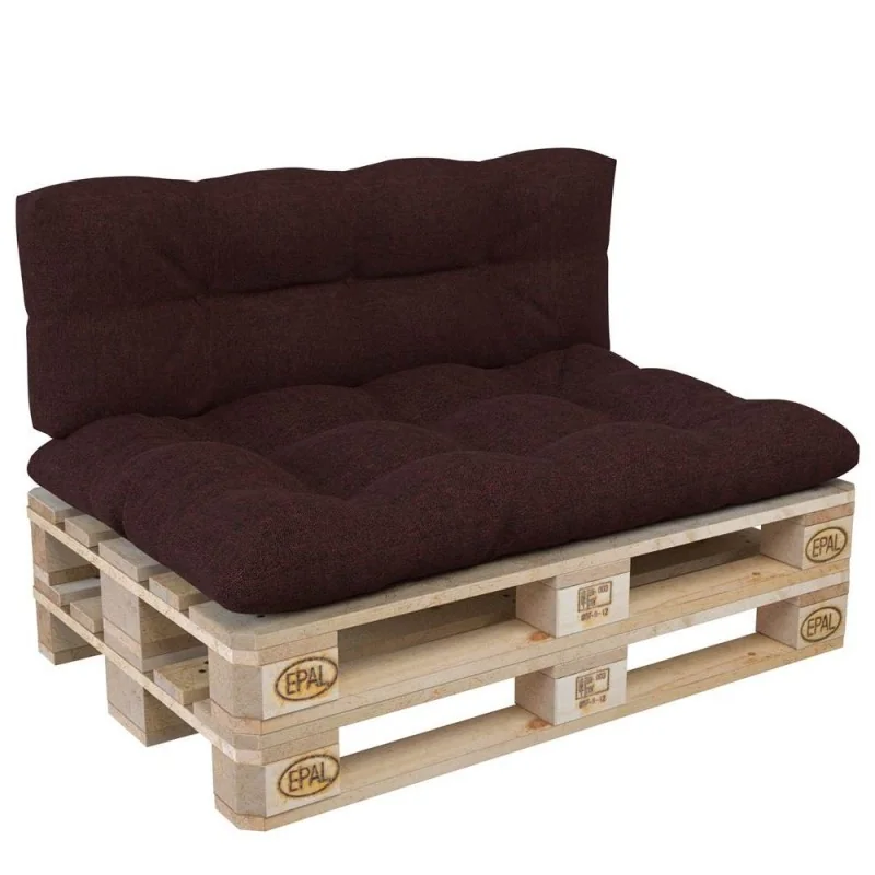 Set di 2 Cuscini per Pallet, 120x80 cm + 120x40 cm, Trapuntati, Viola