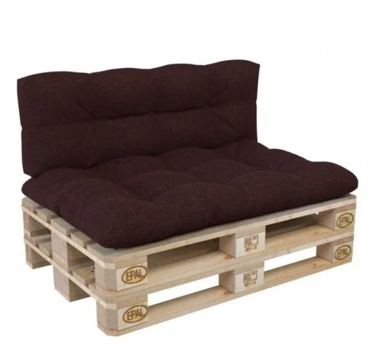 Set di 2 Cuscini per Pallet, 120x80 cm + 120x40 cm, Trapuntati, Viola