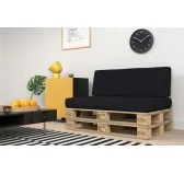 Set di 2 Cuscini per Pallet 120x80 + 120x40 Nero