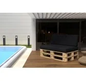 Set di 2 Cuscini per Pallet 120x80 + 120x40 Nero