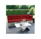 Set di 6 Cuscini per Pallet: 2x 120x80 + 2x 120x40 + 60x40 + 40x40, Trapuntati, Rosso