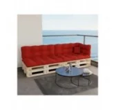 Set di 6 Cuscini per Pallet: 2x 120x80 + 2x 120x40 + 60x40 + 40x40, Trapuntati, Rosso