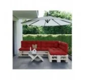 Set di 8 Cuscini per Pallet: 3x 120x80 + 3x 120x40 + 60x40 + 40x40, Trapuntati, Rosso