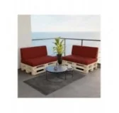 Set di 2 Cuscini per Pallet, 120x80 cm + 120x40 cm, Bordeaux