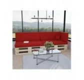 Set di 6 Cuscini per Pallet: 2x 120x80 + 2x 120x40 + 60x40 + 40x40, Rosso