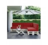 Set di 8 Cuscini per Pallet: 3x 120x80 + 3x 120x40 + 60x40 + 40x40, Rosso