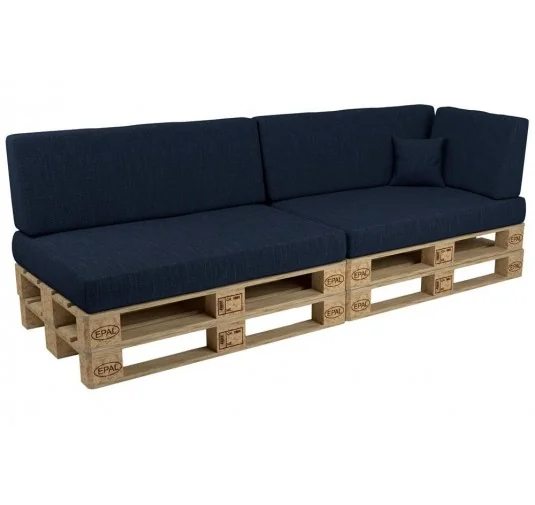 Set di 6 Cuscini per Pallet 120x80 + 120x40 Blu Scuro