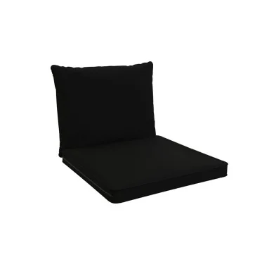 Cuscini per Sedie, Cuscino da Giardino, Set di 2: Cuscino seduta 40x40x5 cm + Cuscino schienale 50x40x15 cm, Nero