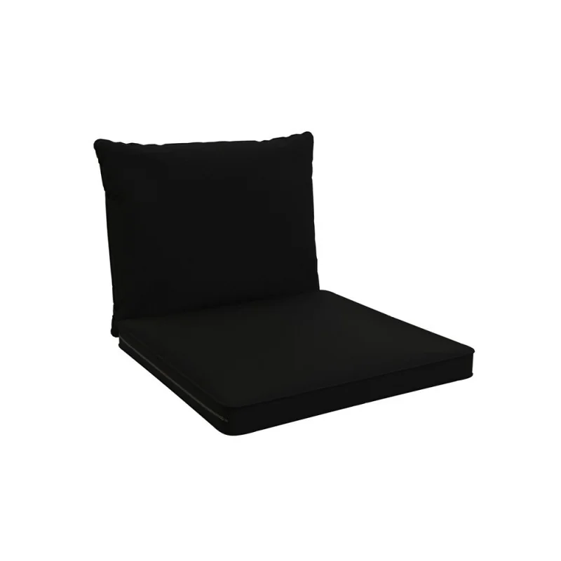 Cuscini per Sedie, Cuscino da Giardino, Set di 2: Cuscino seduta 40x40x5 cm + Cuscino schienale 50x40x15 cm, Nero