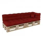 Set di 6 Cuscini per Pallet: 2x 120x80 + 2x 120x40 + 60x40 + 40x40, Trapuntati, Rosso