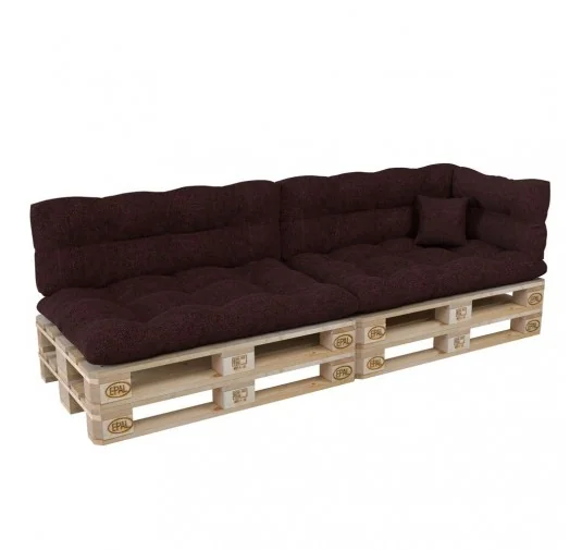 Set di 6 Cuscini per Pallet: 2x 120x80 + 2x 120x40 + 60x40 + 40x40, Trapuntati, Viola