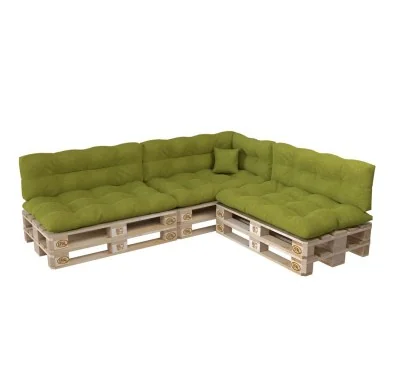 Set di 8 Cuscini per Pallet: 3x 120x80 + 3x 120x40 + 60x40 + 40x40, Trapuntati, Lime