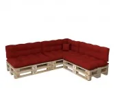 Set di 8 Cuscini per Pallet: 3x 120x80 + 3x 120x40 + 60x40 + 40x40, Trapuntati, Rosso