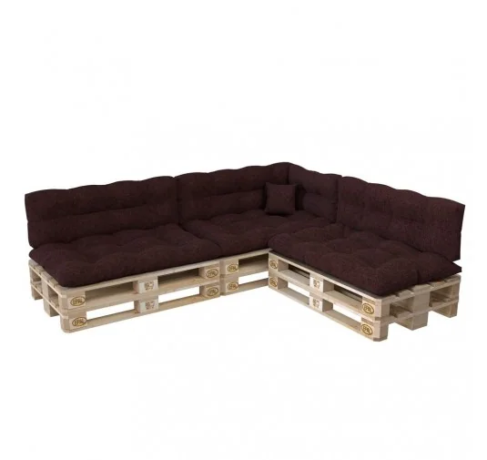 Set di 8 Cuscini per Pallet: 3x 120x80 + 3x 120x40 + 60x40 + 40x40, Trapuntati, Viola