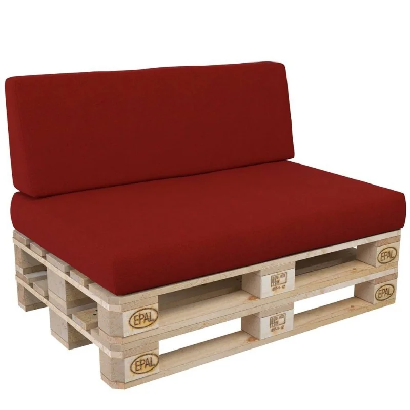 Set di 2 Cuscini per Pallet, 120x80 cm + 120x40 cm, Rosso