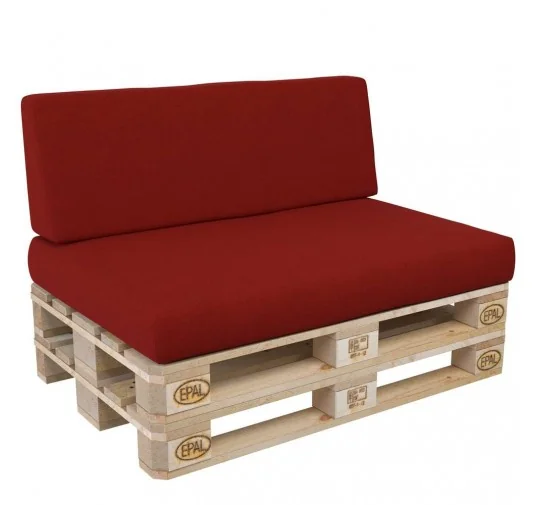 Set di 2 Cuscini per Pallet, 120x80 cm + 120x40 cm, Rosso