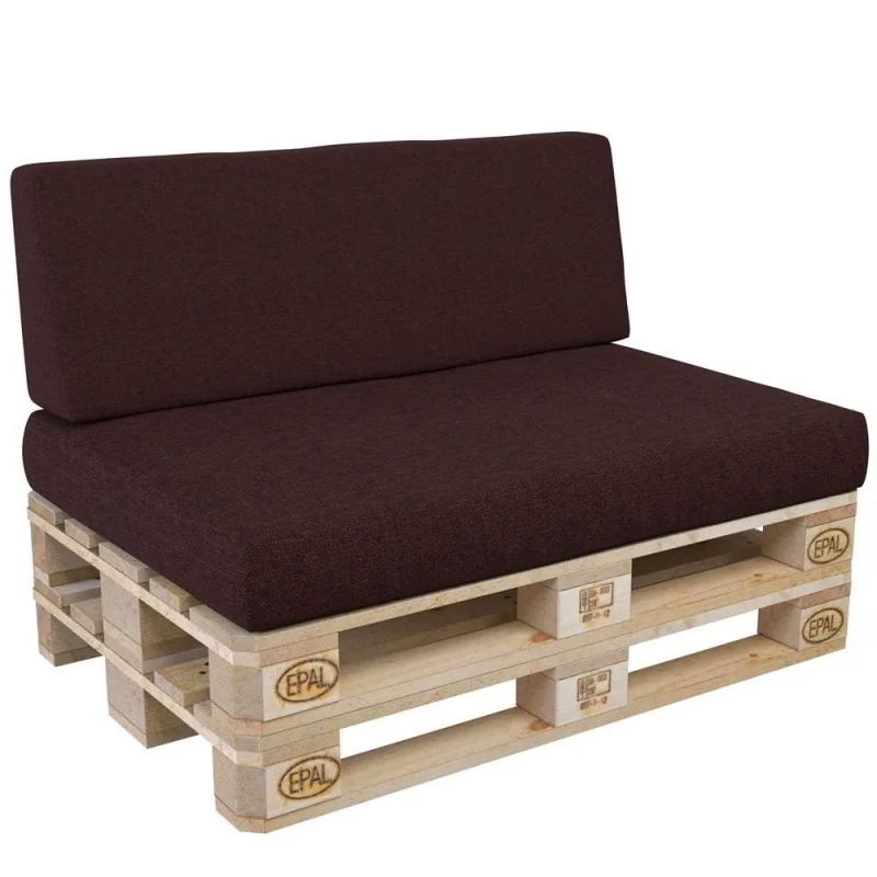 Set di 2 Cuscini per Pallet, 120x80 cm + 120x40 cm, Viola