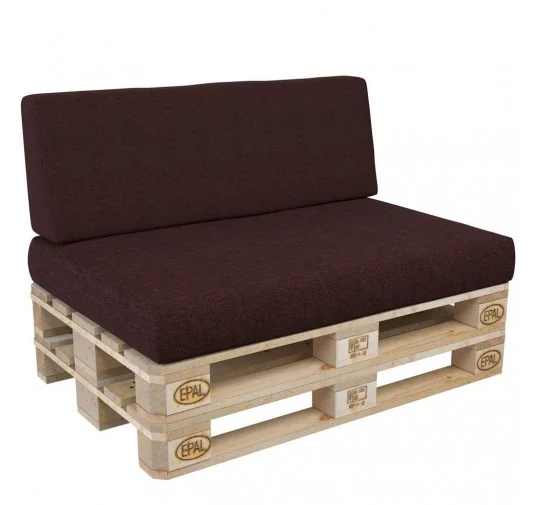 Set di 2 Cuscini per Pallet, 120x80 cm + 120x40 cm, Viola