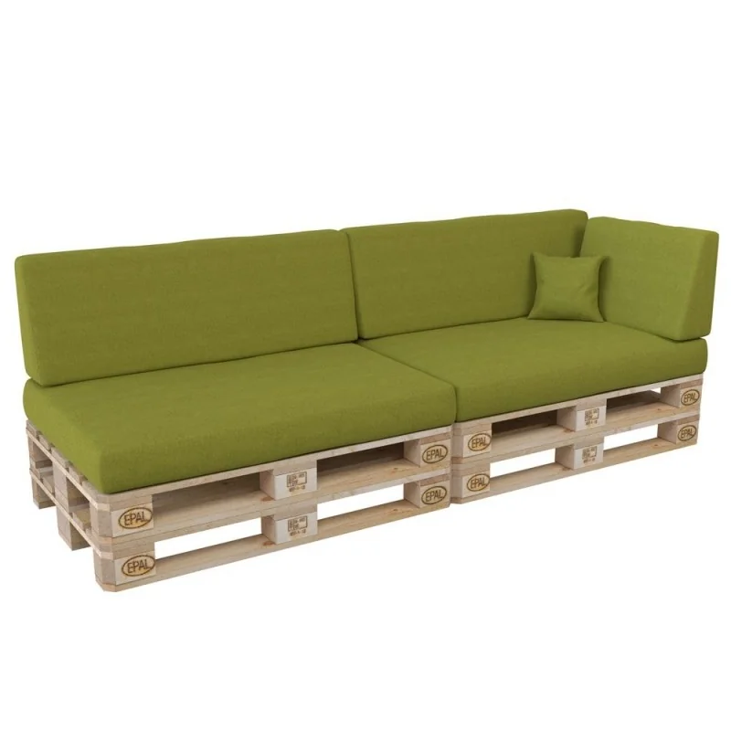 Set di 6 Cuscini per Pallet: 2x 120x80 + 2x 120x40 + 60x40 + 40x40, Lime