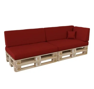 Set di 6 Cuscini per Pallet: 2x 120x80 + 2x 120x40 + 60x40 + 40x40, Rosso