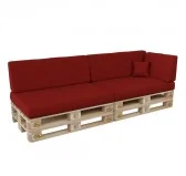 Set di 6 Cuscini per Pallet: 2x 120x80 + 2x 120x40 + 60x40 + 40x40, Rosso